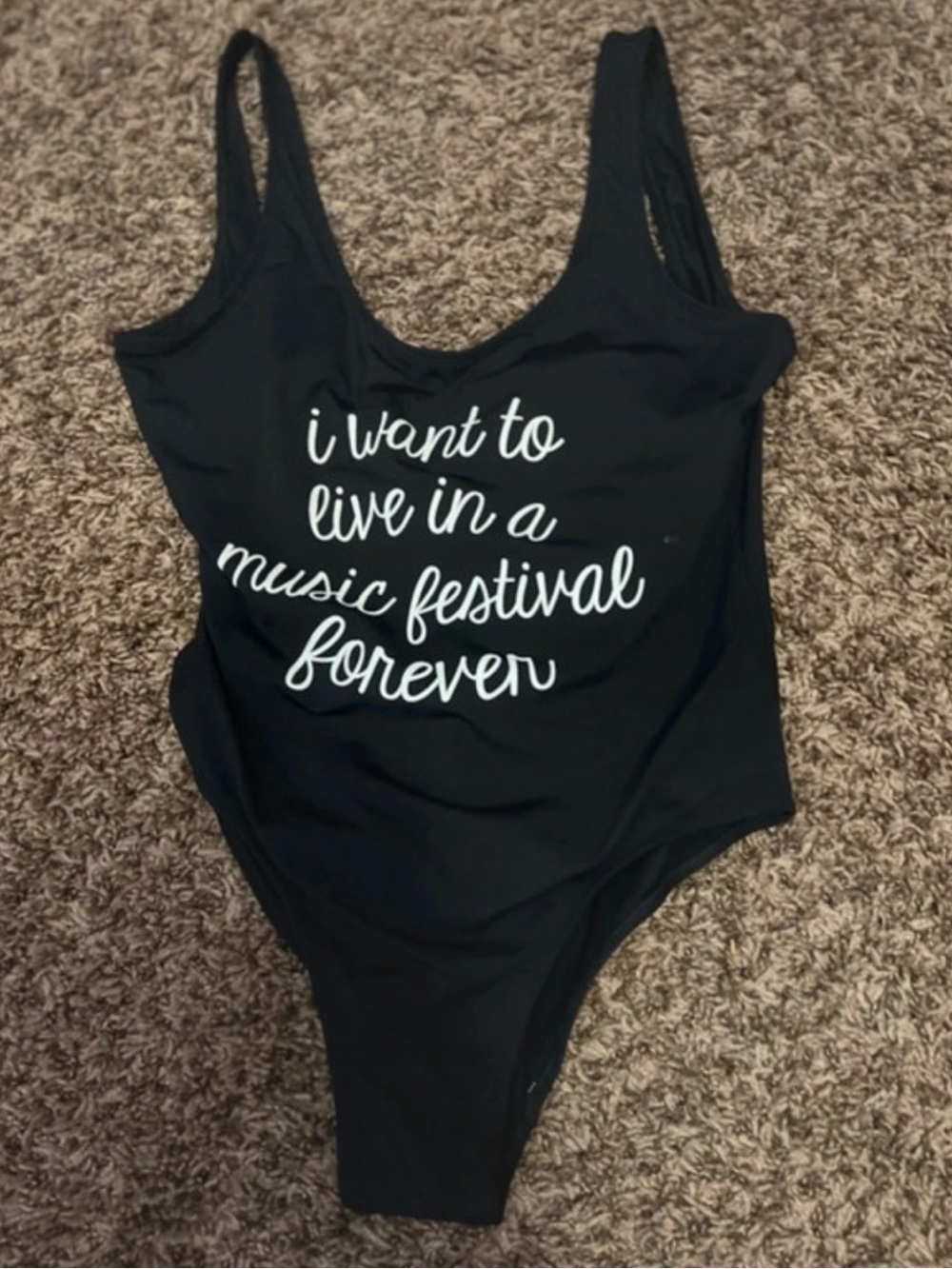 Rue21 Black One-Piece Swimsuit with White Script